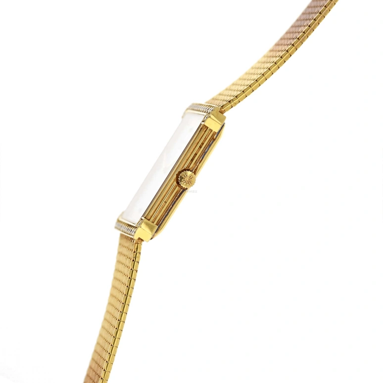 Patek Philippe,Other 25mm,25mm,Yellow Gold,White,Handwound,Sapphire,Crystal Glass,Rectangular,3776,3776/1