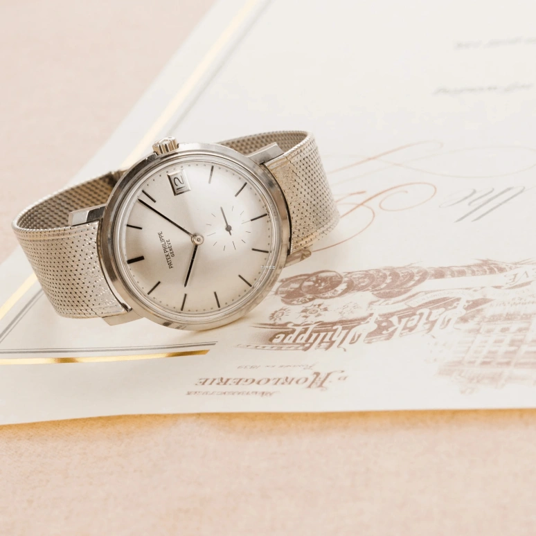 Patek Philippe,Calatrava 36mm,36mm,White Gold,Silver,Automatic,Day,38hours,3445G