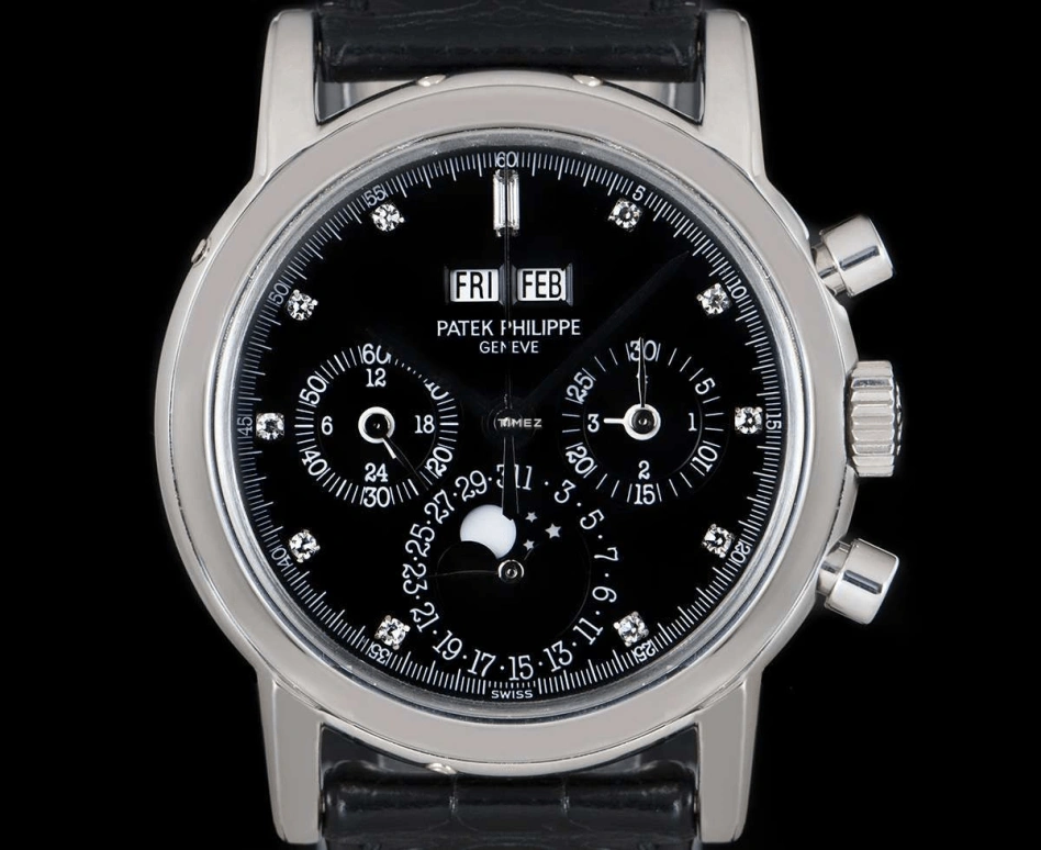 Patek Philippe,Grand Complications 36mm,36mm,White Gold,Black,Handwound,Chronograph,Moonphase,Perpetual Calendar,Leap Year,60hours,In-house Caliber,3970EP,3970EP-029