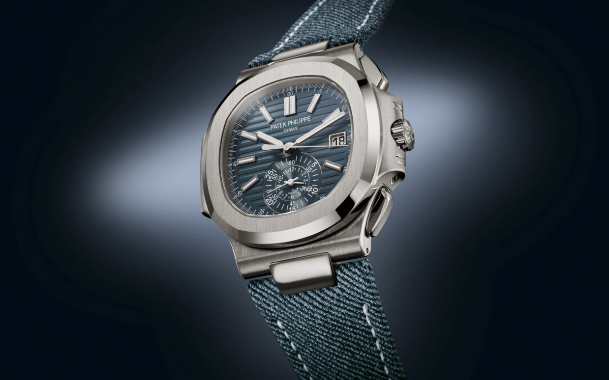 Patek Philippe,Nautilus 40.50mm,40.50mm,White Gold,Blue,Grey,Automatic,Chronograph,Day,Flyback,Khaled Mohamed Khaled,Oleksandr Usyk,Lionel Messi,DJ Khaled,La Pulga,GOAT,5980,5980/60G-001