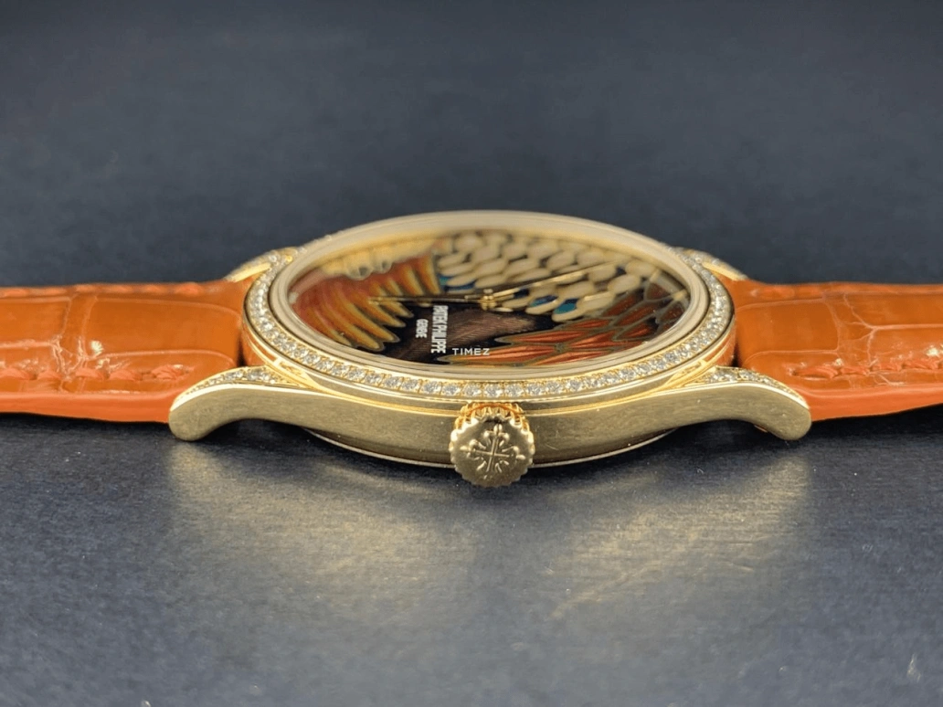 Patek Philippe,Calatrava 37mm,37mm,Rose Gold,Orange,Multi-Color,Brown,Automatic,48hours,In-house Caliber,5077,5077/100R-015