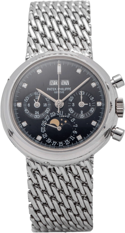 Patek Philippe,Grand Complications 36.50mm,36.50mm,White Gold,Black,Handwound,Chronograph,Moonphase,Leap Year,Month,60hours,In-house Caliber,3970,3970/002G