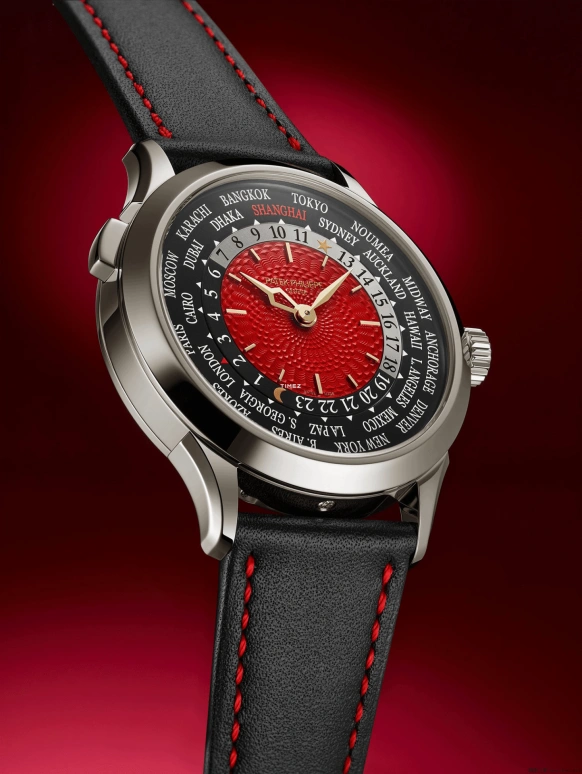 Patek Philippe,Complications 38.50mm,38.50mm,Platinum,Red,Automatic,World Time,Day / Night Indication,5230P,5230P-010