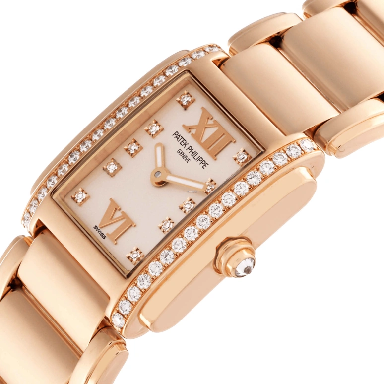 Patek Philippe,Twenty~4 22x26.30mm,22x26.30mm,Rose Gold,White,Quartz,In-house Caliber,Sapphire,4908,4908/11R-011