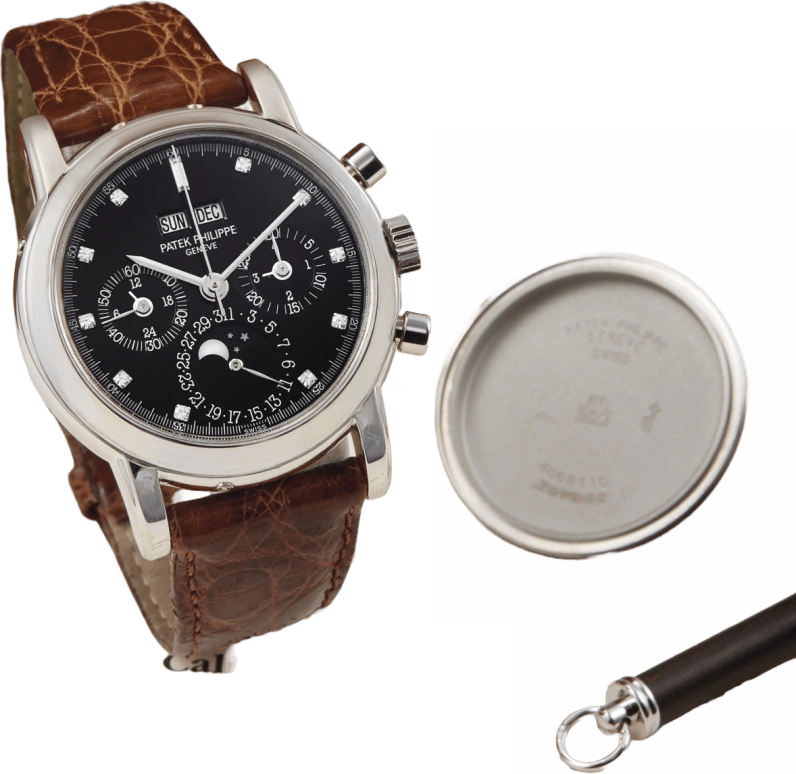 Patek Philippe,Grand Complications 36mm,36mm,White Gold,Black,Handwound,Chronograph,Moonphase,Perpetual Calendar,Leap Year,60hours,In-house Caliber,3970EP,3970EP-019