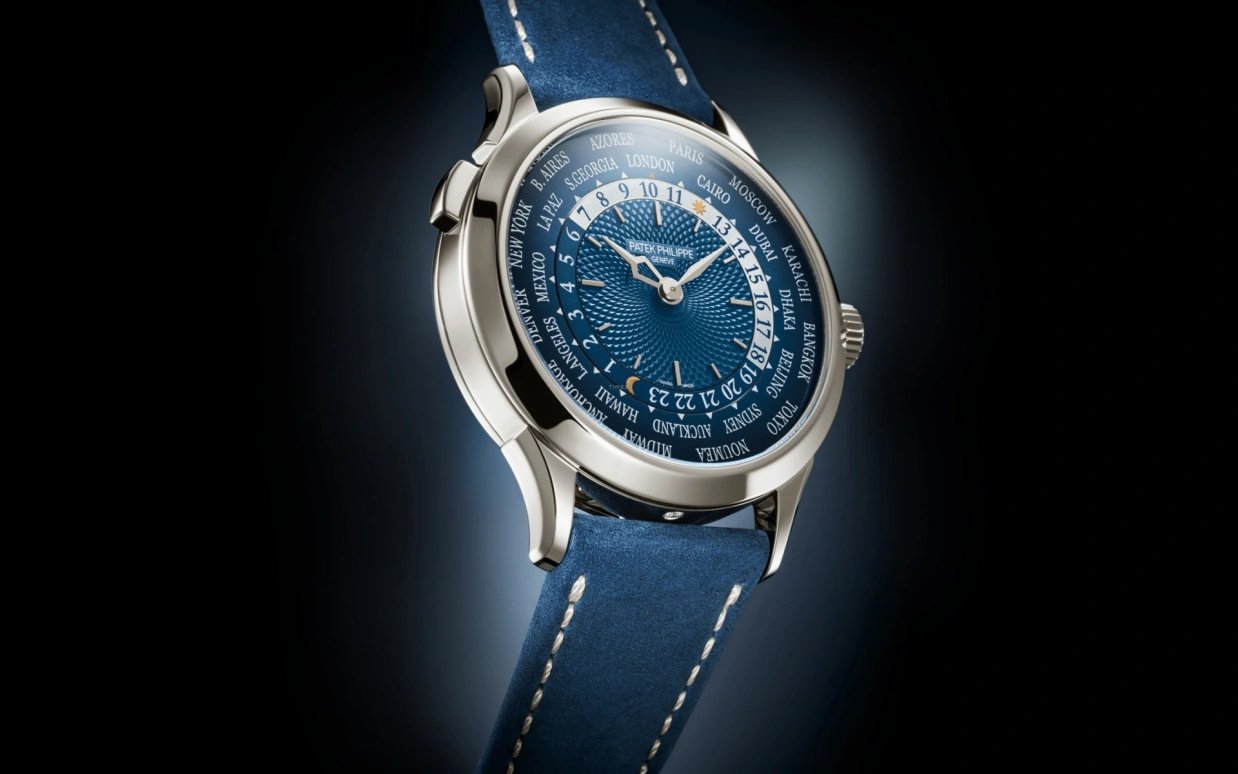 Patek Philippe,Complications 38.50mm,38.50mm,Platinum,Blue,Automatic,Moonphase,Day,World Time,5230P,5230P-001