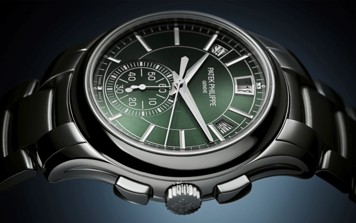 Patek Philippe,Complications 42mm,42mm,Stainless Steel,Green,Automatic,Chronograph,Moonphase,Annual Calendar,Month,55hours,In-house Caliber,5905,5905/1A-001