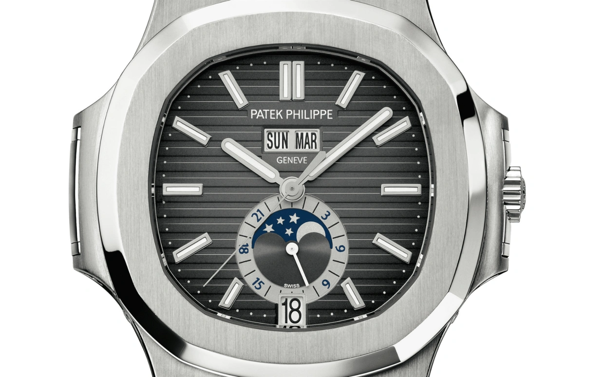 Patek Philippe,Nautilus 40.50mm,40.50mm,Stainless Steel,Grey,Automatic,Moonphase,Annual Calendar,Month,Date,45hours,In-house Caliber,Ronaldo,5726A,5726A-001