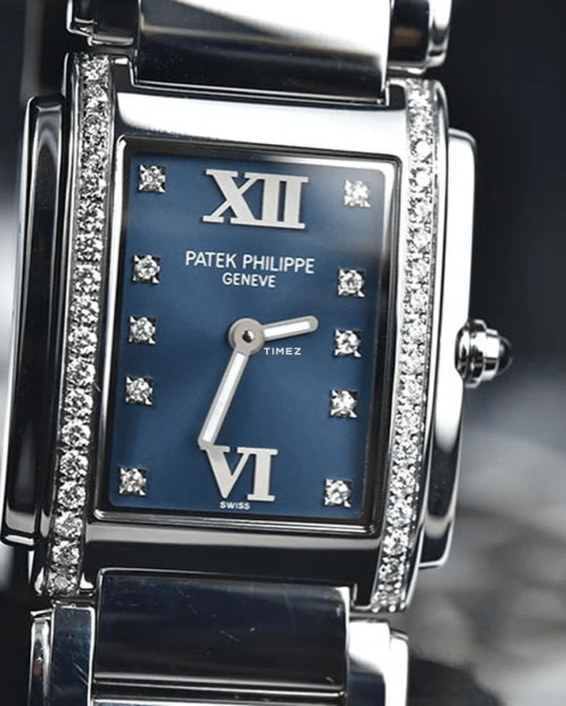 Patek Philippe,Twenty~4 25x30mm,25x30mm,Stainless Steel,Blue,Quartz,In-house Caliber,Sapphire,4910,4910/10A-012