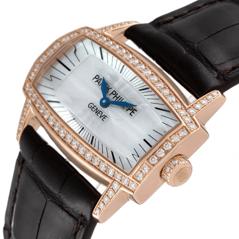 Patek Philippe,Gondolo 37.20x22.40mm,37.20x22.40mm,Rose Gold,White,Silver,Silver White,Quartz,In-house Caliber,Sapphire,Crystal Glass,4981R,4981R-001