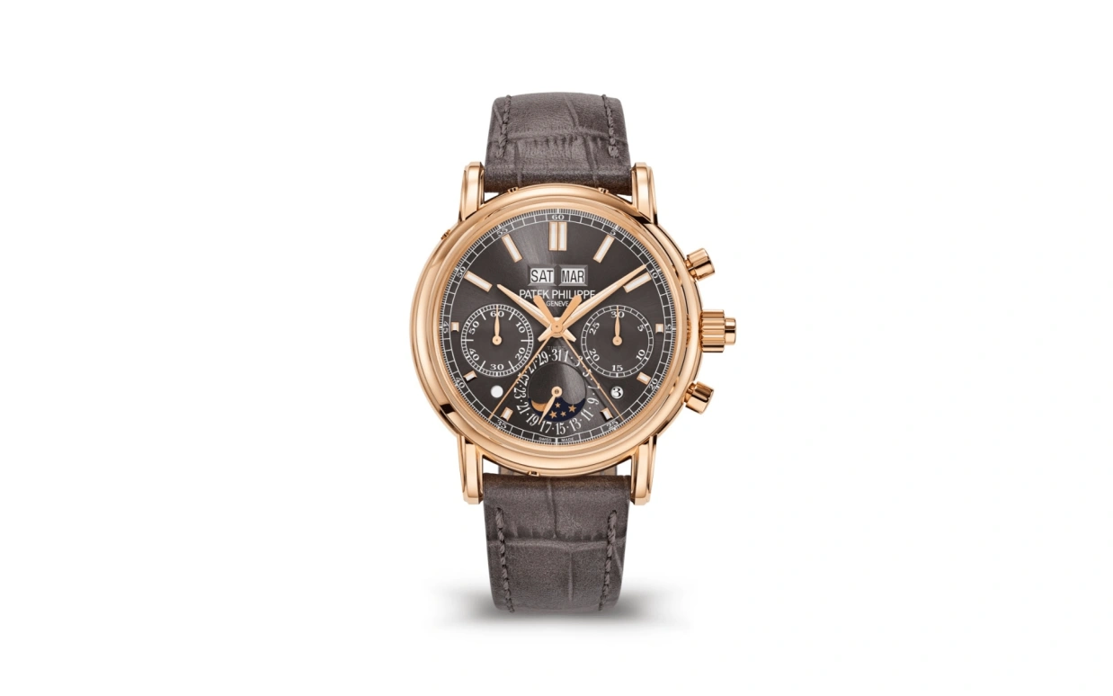 Patek Philippe,Grand Complications 40.20mm,40.20mm,Rose Gold,Grey,Handwound,Chronograph,Moonphase,Perpetual Calendar,Leap Year,65hours,In-house Caliber,5204R,5204R-011