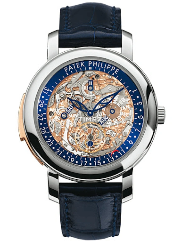 Patek Philippe,Grand Complications 43mm,43mm,Rose Gold,Platinum,Skeleton,Rose Gold,Automatic,Perpetual Calendar,Leap Year,Month,Date,48hours,In-house Caliber,Comeback Kid,Tom Terrific,Tom Brady,5104P,5104P-001
