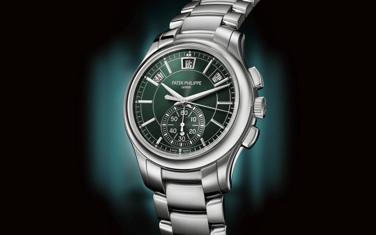 Patek Philippe,Complications 42mm,42mm,Stainless Steel,Green,Automatic,Chronograph,Moonphase,Annual Calendar,Month,55hours,In-house Caliber,5905,5905/1A-001