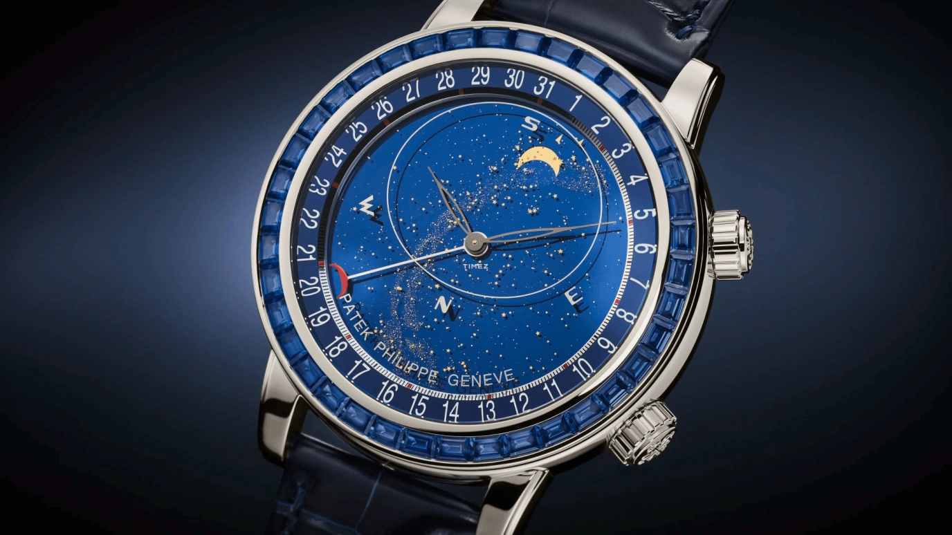 Patek Philippe,Grand Complications 44mm,44mm,Platinum,Blue,Automatic,Moonphase,Day,Sky Chart,6104,6104/11P-010