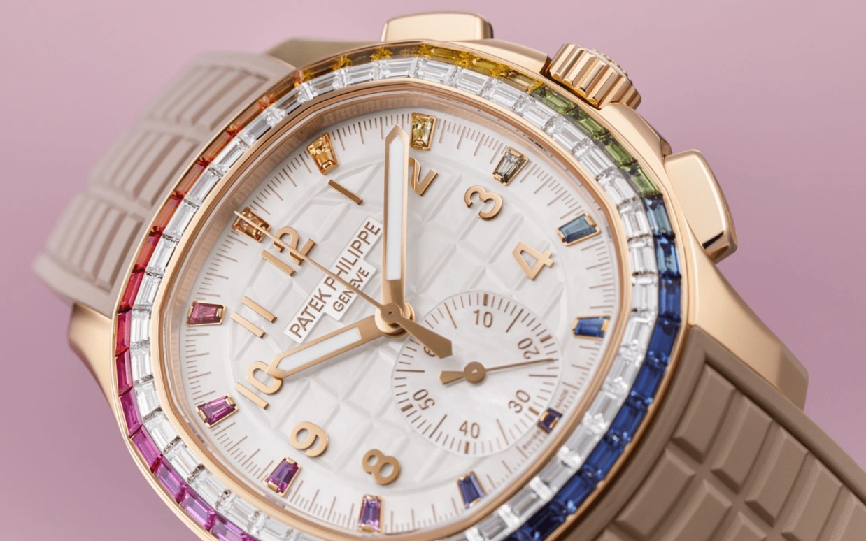 Patek Philippe,Aquanaut 39.90mm,39.90mm,Rose Gold,Multi-Color,White,Automatic,55hours,In-house Caliber,Yeoh Choo Kheng,Michelle Yeoh,Lionel Messi,Jimmy Butler,Ben Simmons,Paul Pogba,La Pulga,GOAT,7968,7968/300R-001