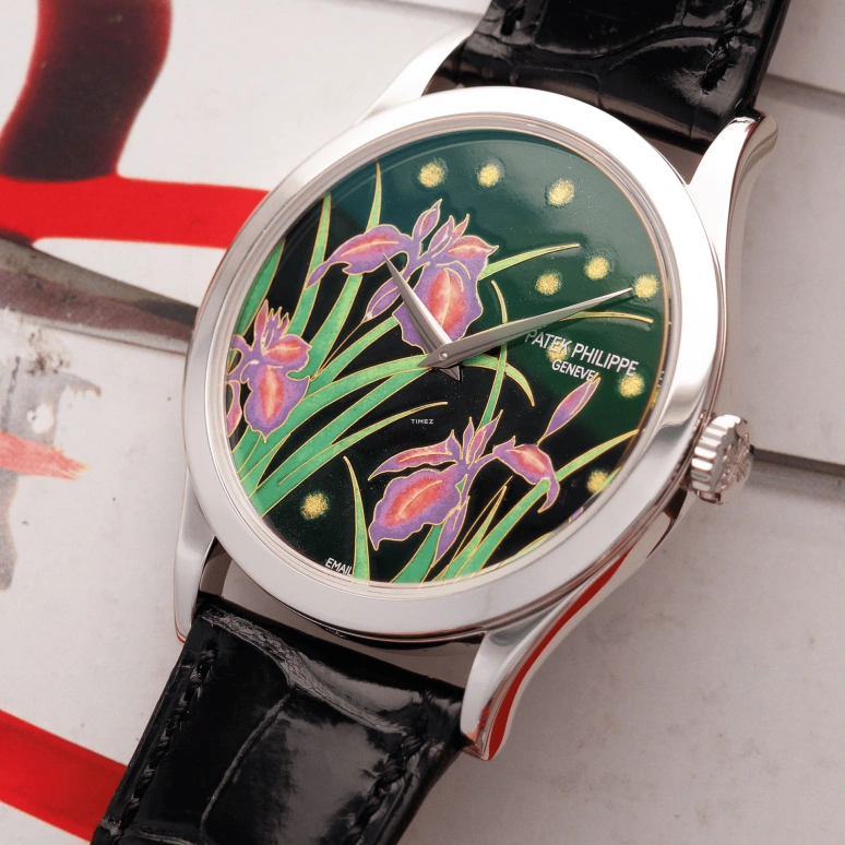 Patek Philippe,Calatrava 37mm,37mm,Platinum,Multi-Color,Green,Black,Pink,Automatic,48hours,In-house Caliber,5077P,5077P-087