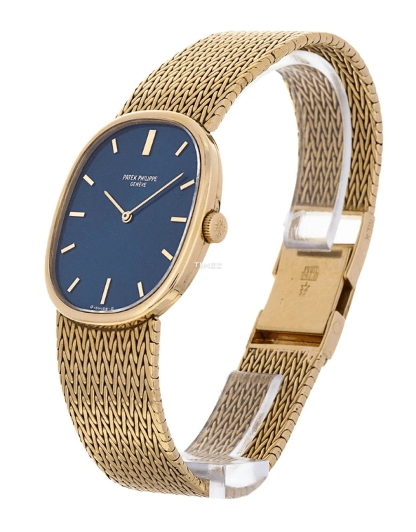 Patek Philippe,Golden Ellipse 26mm,26mm,Yellow Gold,Blue,Handwound,Sapphire,Oval,3848