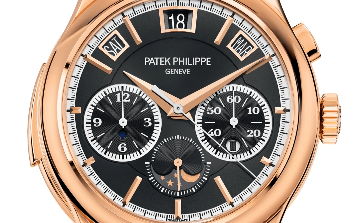Patek Philippe,Grand Complications 42mm,42mm,Rose Gold,Black,Automatic,Chronograph,Monopoussoir,Moonphase,Perpetual Calendar,48hours,In-house Caliber,5208R,5208R-001