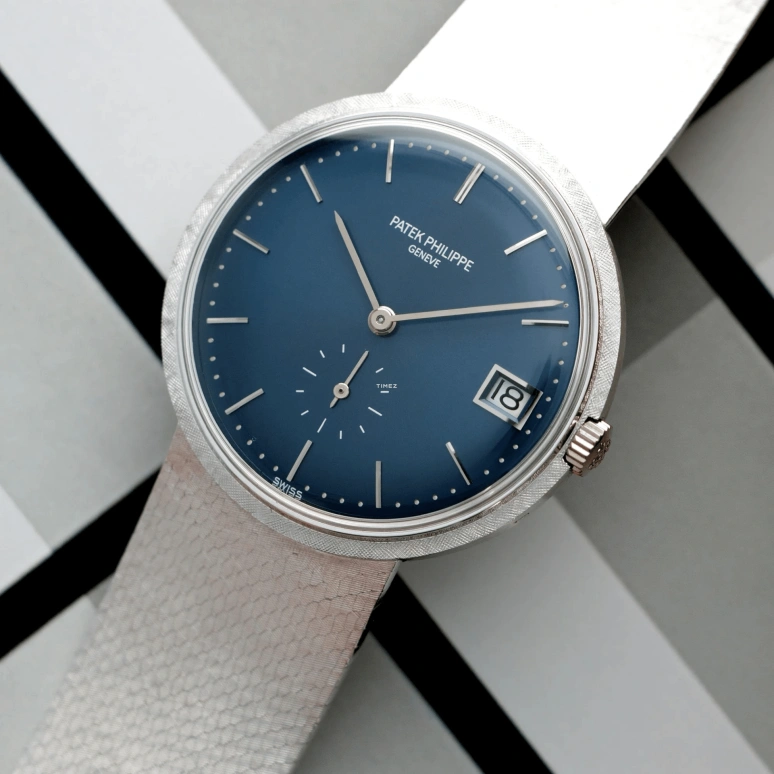 Patek Philippe,Calatrava 36mm,36mm,White Gold,Blue,Automatic,Day,Sapphire,Crystal Glass,3445,3445/6G Blue