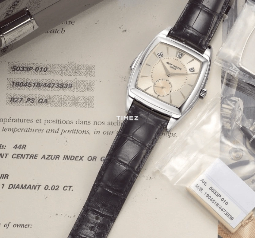 Patek Philippe,Grand Complications 38x51mm,38x51mm,Platinum,White,Silver,Automatic,Annual Calendar,Month,Date,Day,48hours,In-house Caliber,5033P,5033P-010