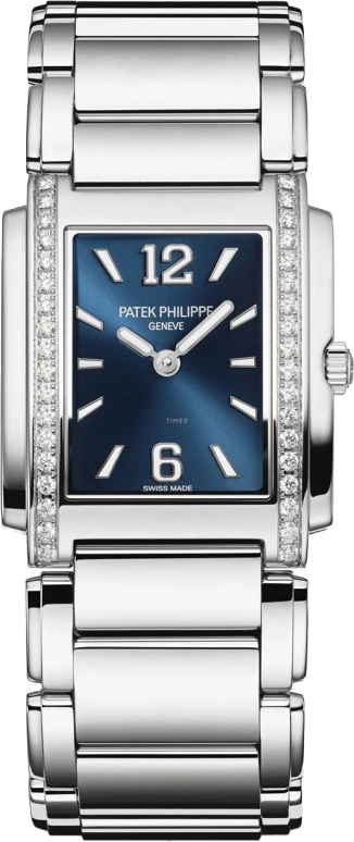 Patek Philippe,Twenty~4 25.10mm,25.10mm,Stainless Steel,Blue,Quartz,In-house Caliber,Sapphire,4910,4910/1200A-001