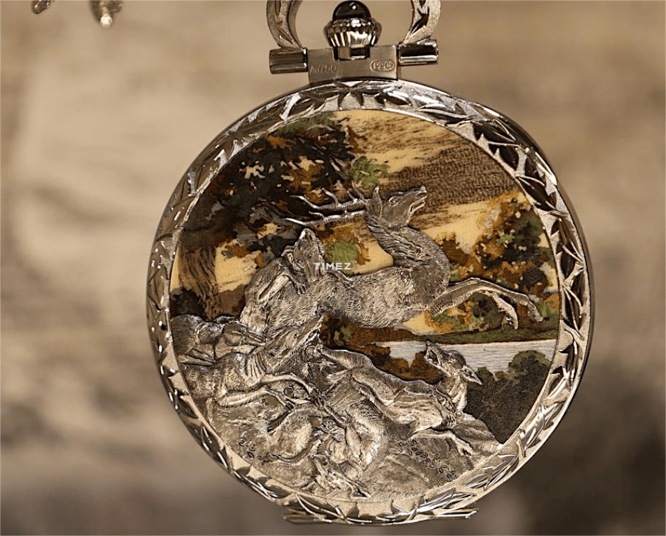 Patek Philippe,Pocket Watches ,White Gold,Green,Handwound,42hours,In-house Caliber,Stag Hunting