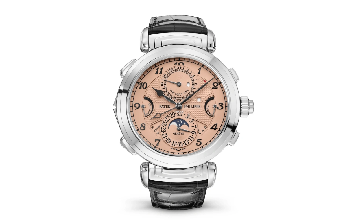 Patek Philippe,Grand Complications 47.40mm,47.40mm,Stainless Steel,Pink,Handwound,Moonphase,Perpetual Calendar,Leap Year,Month,72hours,In-house Caliber,6300A,6300A-010