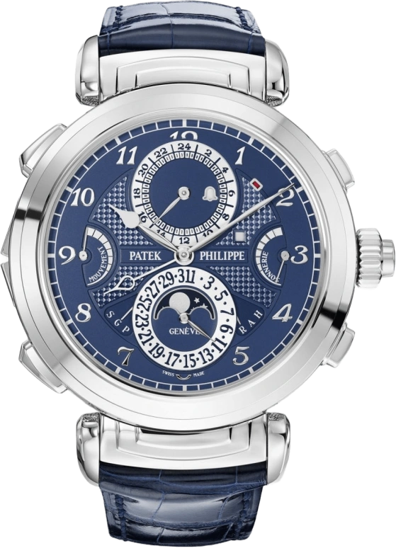 Patek Philippe,Grand Complications 47.40mm,47.40mm,White Gold,Blue,Handwound,Moonphase,Perpetual Calendar,Leap Year,Month,72hours,In-house Caliber,Mark Robert Michael Wahlberg,Mark Wahlberg,Marky Mark,6300G,6300G-010