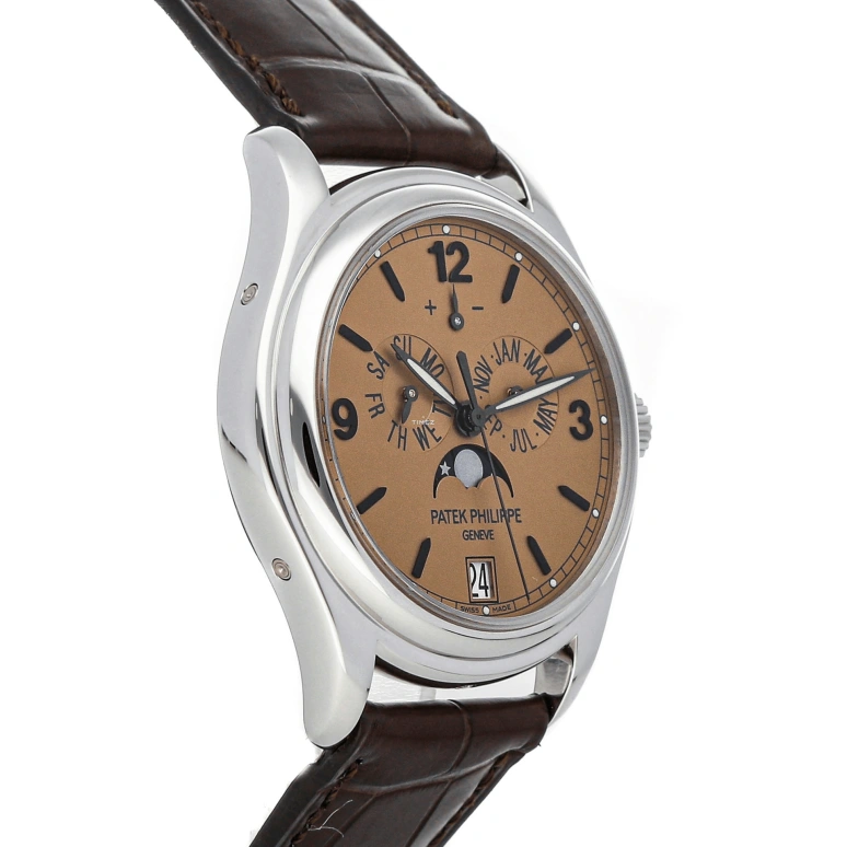 Patek Philippe,Grand Complications 39mm,39mm,Platinum,Salmon,Automatic,Moonphase,Annual Calendar,Month,Date,45hours,In-house Caliber,5450P,5450P-001