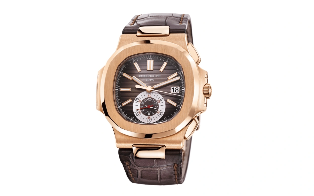 Patek Philippe,Nautilus 40.50mm,40.50mm,Rose Gold,Brown,Automatic,Chronograph,Day,Gerard Piqué Bernabéu,Sergio Ramos,5980R,5980R-001