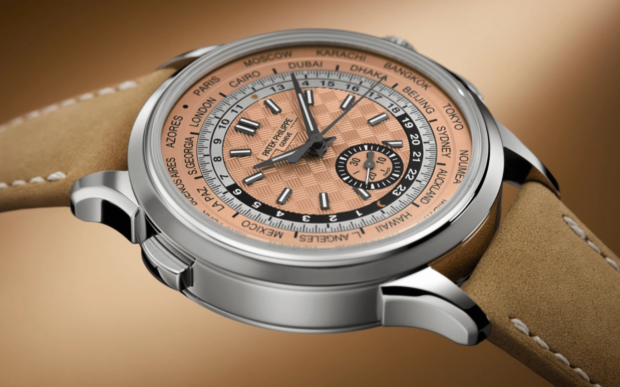 Patek Philippe,Complications 41mm,41mm,Stainless Steel,Salmon,Automatic,Chronograph,World Time,Flyback,Day / Night Indication,55hours,In-house Caliber,Harry Kane,5935A,5935A-001