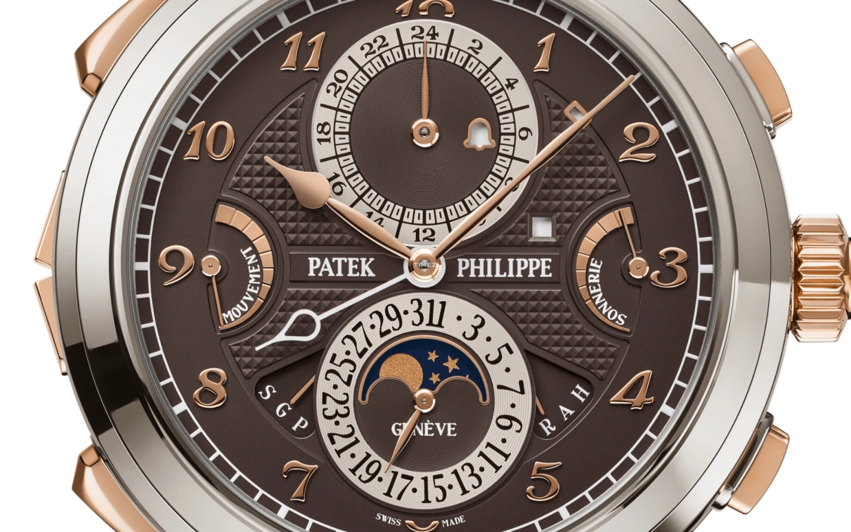 Patek Philippe,Grand Complications 47.70mm,47.70mm,White Gold,Rose Gold,Brown,Handwound,Moonphase,Perpetual Calendar,Leap Year,Annual Calendar,72hours,In-house Caliber,6300GR,6300GR-001