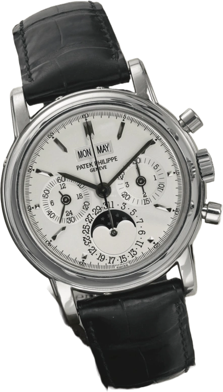 Patek Philippe,Grand Complications 36mm,36mm,White Gold,Silver,Handwound,Chronograph,Moonphase,Perpetual Calendar,Leap Year,60hours,In-house Caliber,3970EG,3970EG-023