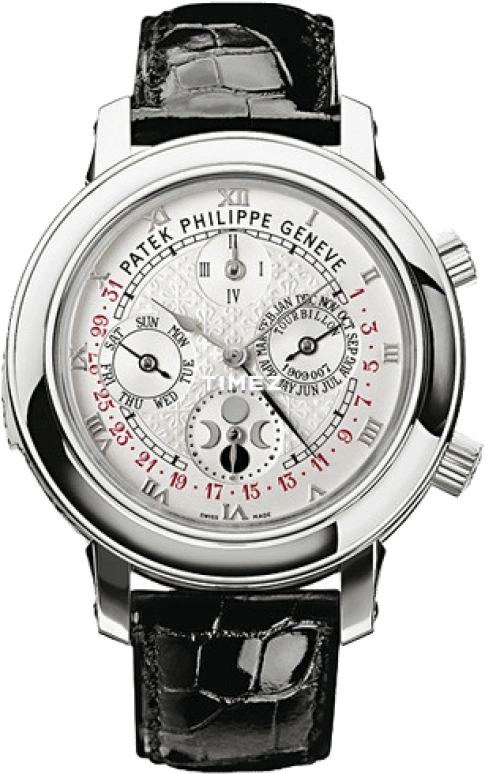 Patek Philippe,Grand Complications 42.80mm,42.80mm,White Gold,White,Handwound,Moonphase,Annual Calendar,Month,Date,48hours,In-house Caliber,5002G,5002G-001