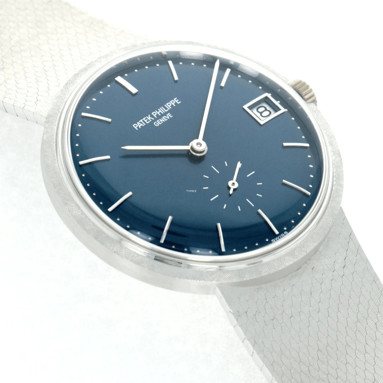 Patek Philippe,Calatrava 36mm,36mm,White Gold,Blue,Automatic,Day,Sapphire,Crystal Glass,3445,3445/6G Blue