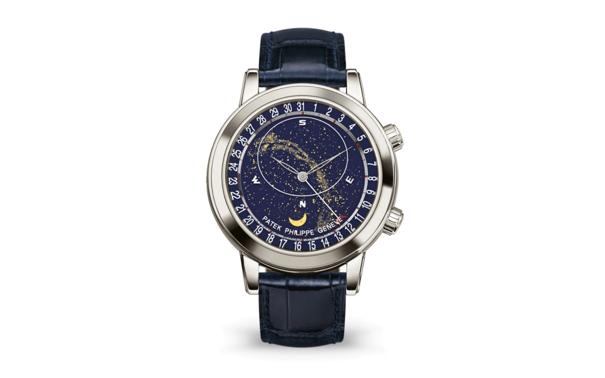 Patek Philippe,Grand Complications 44mm,44mm,Platinum,Blue,Automatic,Moonphase,Day,Sky Chart,6102P,6102P-001