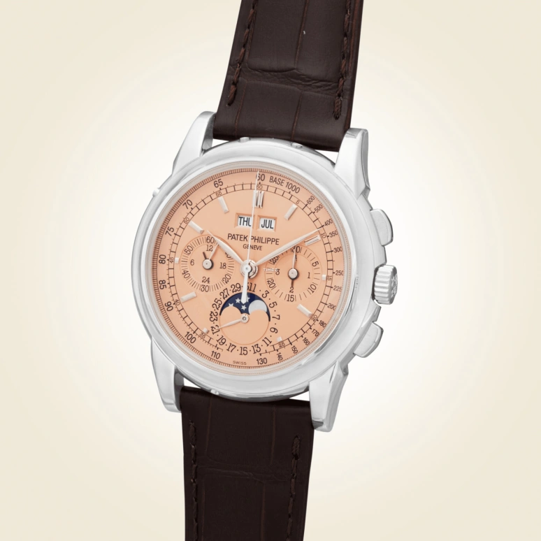 Patek Philippe,Grand Complications 40mm,40mm,White Gold,Salmon,Handwound,Chronograph,Moonphase,Perpetual Calendar,Leap Year,60hours,In-house Caliber,5970G,5970G-019