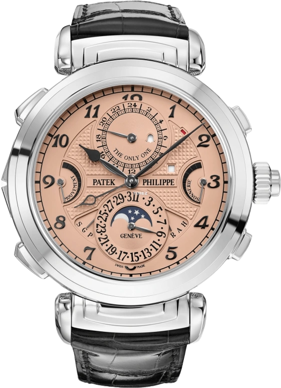 Patek Philippe,Grand Complications 47.40mm,47.40mm,Stainless Steel,Pink,Handwound,Moonphase,Perpetual Calendar,Leap Year,Month,72hours,In-house Caliber,6300A,6300A-010