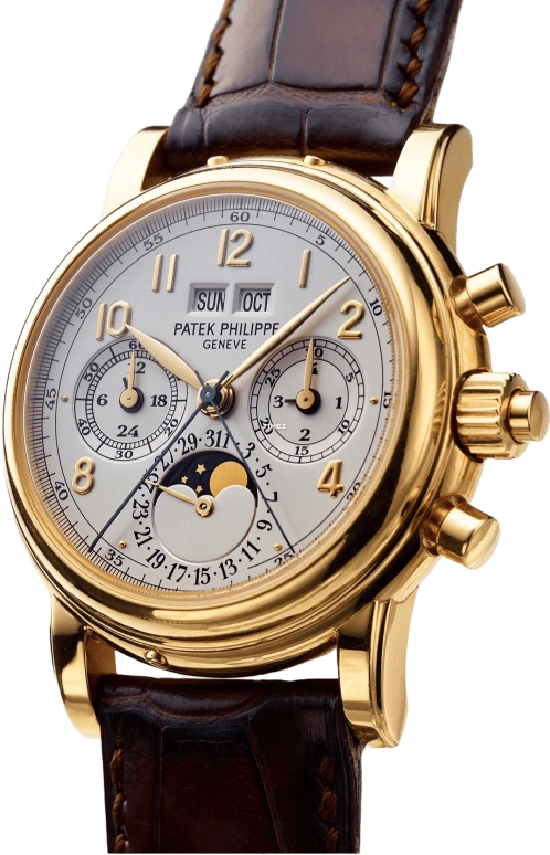 Patek Philippe,Grand Complications 36.70mm,36.70mm,Yellow Gold,Silver,Handwound,Chronograph,Moonphase,Perpetual Calendar,Leap Year,60hours,In-house Caliber,5004J,5004J-012