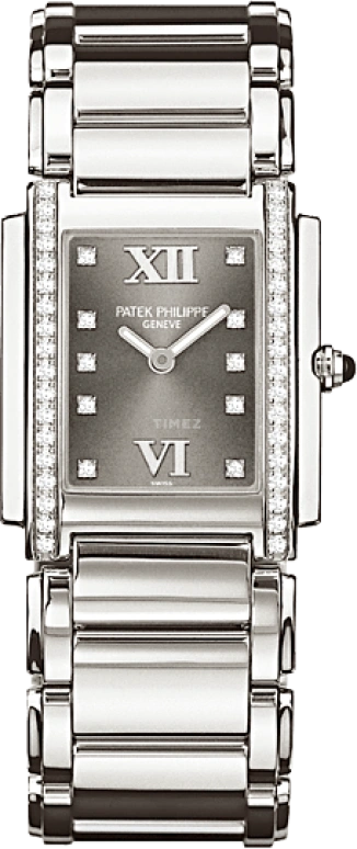 Patek Philippe,Twenty~4 25x30mm,25x30mm,Stainless Steel,Grey,Quartz,In-house Caliber,Sapphire,4910,4910/10A-010