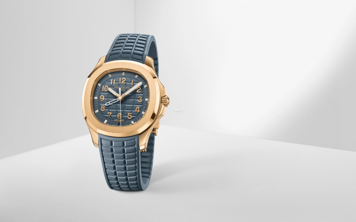 Patek Philippe,Aquanaut 38.80mm,38.80mm,Rose Gold,Grey,Blue,Quartz,Dule Time,Day / Night Indication,5269R,5269R-001