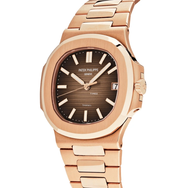 Patek Philippe,Nautilus 40.50mm,40.50mm,Rose Gold,Brown,Gradient,Automatic,Day,45hours,5711,5711/1R-001-TiffanyCo