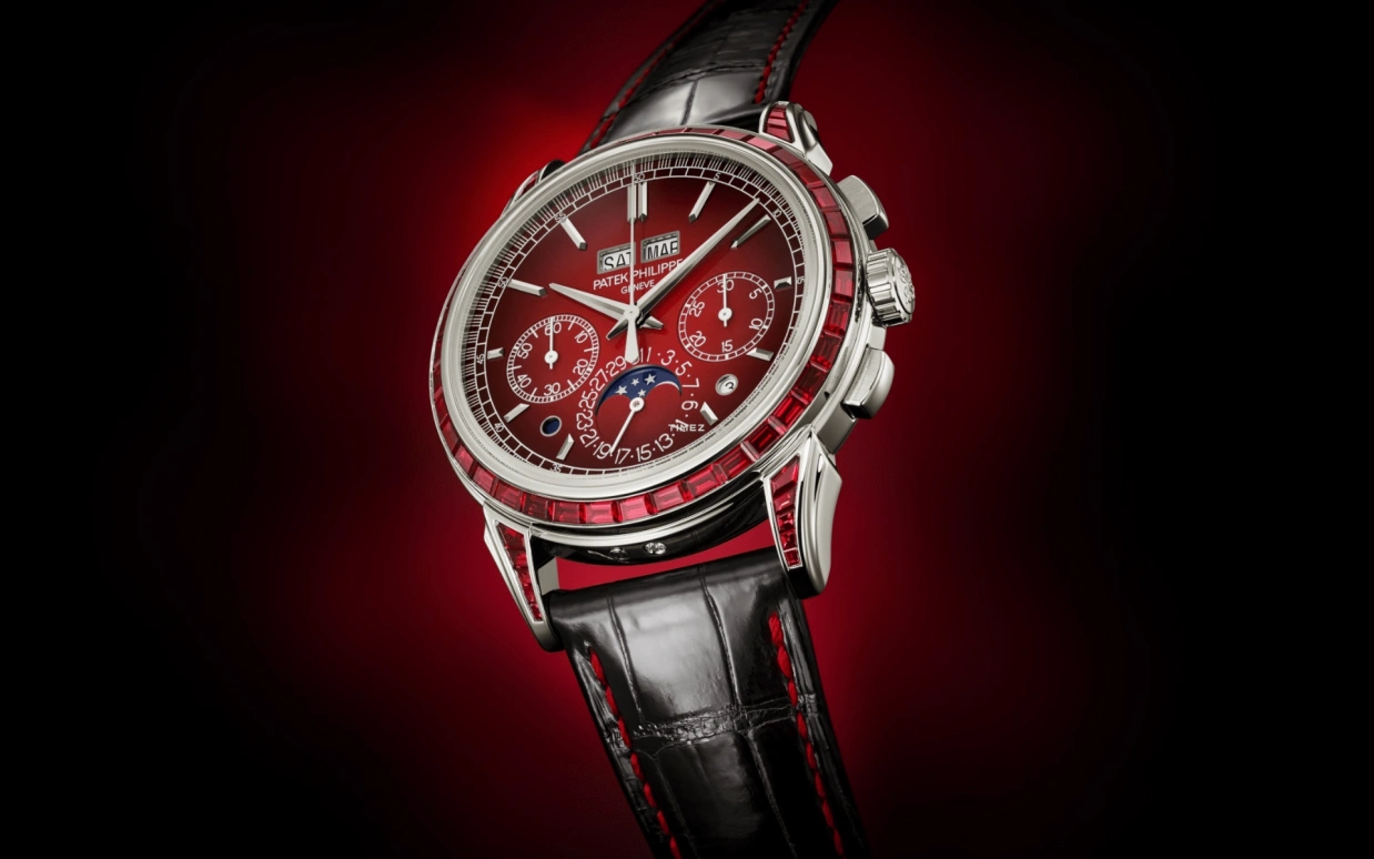 Patek Philippe,Grand Complications 41mm,41mm,Platinum,Red,Gradient,Handwound,Chronograph,Moonphase,Perpetual Calendar,Leap Year,65hours,In-house Caliber,Mark Robert Michael Wahlberg,Mark Wahlberg,Lionel Messi,Marky Mark,Wilber Pan,La Pulga,Will Pan,GOAT,5271,5271/12P-010