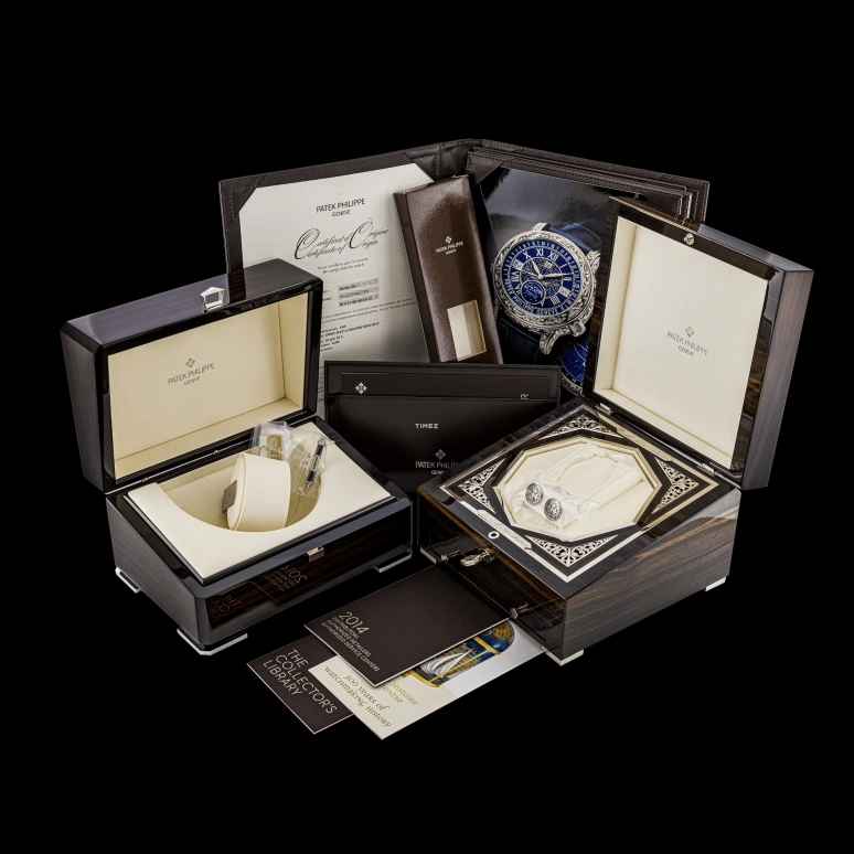 Patek Philippe,Grand Complications 42.80mm,42.80mm,White Gold,Blue,Handwound,Moonphase,Perpetual Calendar,Leap Year,Date,48hours,In-house Caliber,6002G,6002G-001