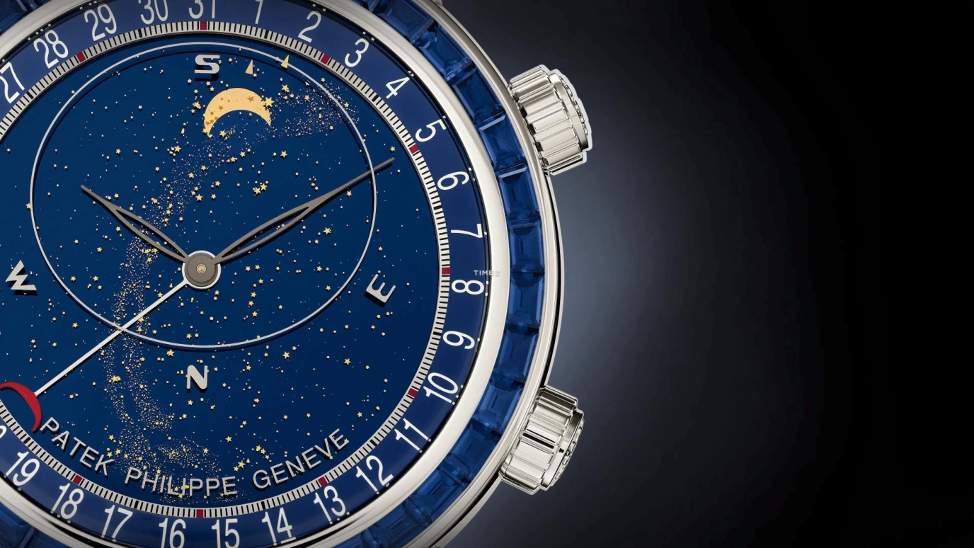 Patek Philippe,Grand Complications 44mm,44mm,Platinum,Blue,Automatic,Moonphase,Day,Sky Chart,6104,6104/11P-010