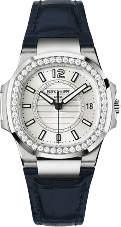 Patek Philippe,Nautilus 32mm,32mm,White Gold,Silver White,Silver,Quartz,Day,In-house Caliber,7010G,7010G-001