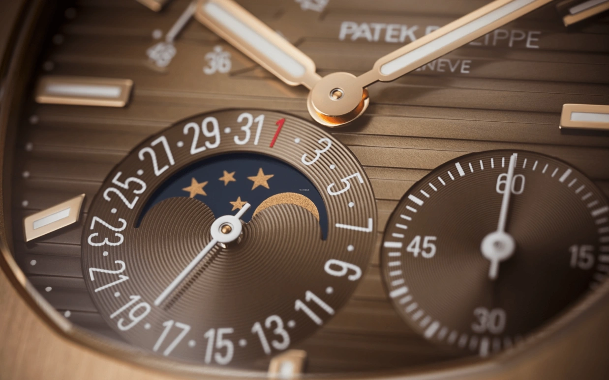 Patek Philippe,Nautilus 40mm,40mm,Rose Gold,Coffee,Gradient,Brown,Automatic,Moonphase,Day,Power Reserve Indicator,Odell Cornelious Beckham,Odell Beckham Jr.,Jack Grealish,Sfera Ebbasta,Lionel Messi,LeBron James,Ben Simmons,La Pulga,GOAT,OBJ,5712,5712/1R-001