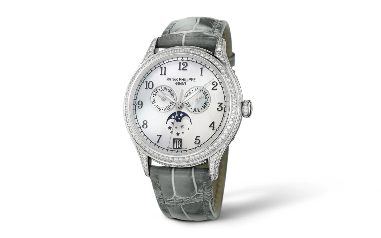 Patek Philippe,Complications 38mm,38mm,White Gold,White,Automatic,Moonphase,Annual Calendar,Month,Date,45hours,In-house Caliber,4948G,4948G-010