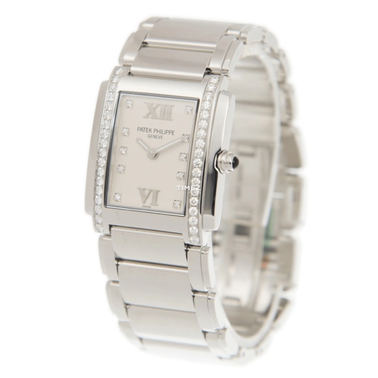 Patek Philippe,Twenty~4 25x30mm,25x30mm,Stainless Steel,White,Quartz,In-house Caliber,Sapphire,4910,4910/10A-011