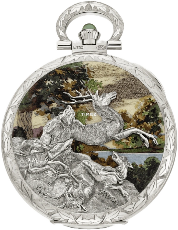 Patek Philippe,Pocket Watches ,White Gold,Green,Handwound,42hours,In-house Caliber,Stag Hunting